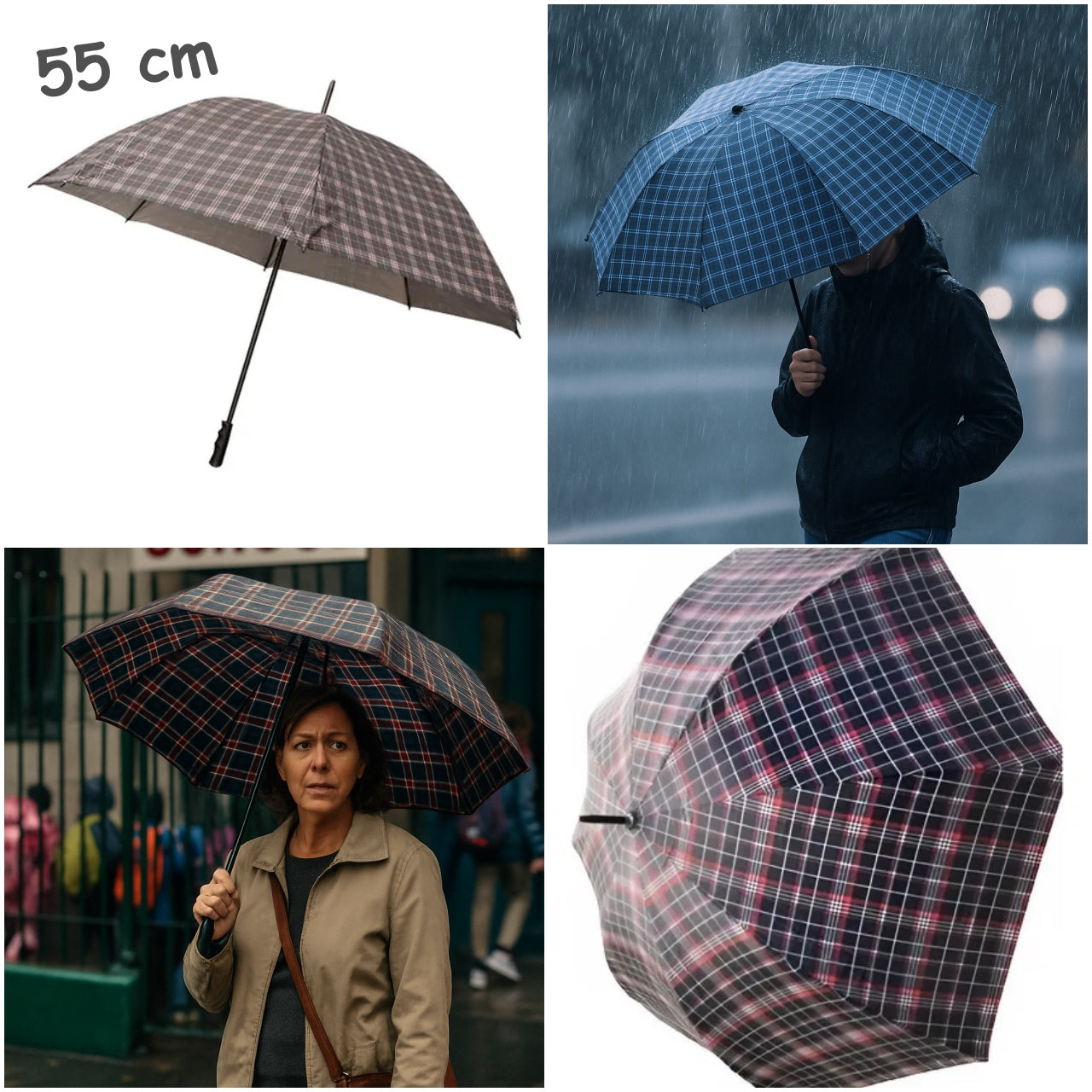 Sombrilla paraguas cuadritos 55 cm